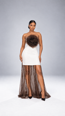 The "Esosa" Floral-Appliqué Mini & Tulle Overlay