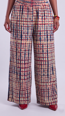 Ara Kimono Set — Sand & Indigo Grid