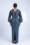 The Bolanle Structured Cowl Maxi V2 — Indigo/Sky Blue