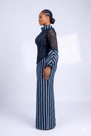 The Bolanle Structured Cowl Maxi V2 — Indigo/Sky Blue