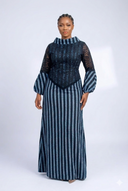 The Bolanle Structured Cowl Maxi V2 — Indigo/Sky Blue