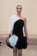 The "Añulika" Asymmetric Tulle & Fur Mini Dress