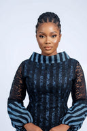 The Bolanle Structured Cowl Maxi V2 — Indigo/Sky Blue