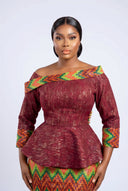 Chisom Peplum Set — Russet & Verdant Zigzag