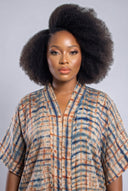 Ara Kimono Set — Sand & Indigo Grid