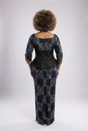 Zahra Corset Peplum Set — Indigo Maze