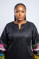 Aisha Geometric Kaftan — Cerulean & Slate