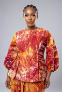 Rolake Peplum Maxi Set — Fire & Amber Adire