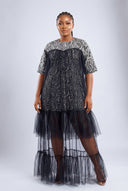 The Ariya Tulle-Hem Shift Dress