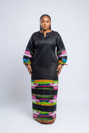 Aisha Geometric Kaftan — Cerulean & Slate