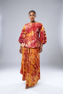 Rolake Peplum Maxi Set — Fire & Amber Adire