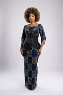 Zahra Corset Peplum Set — Indigo Maze