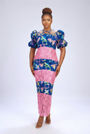 Tiwa Layered Maxi Gown — Cerulean & Rose Adire