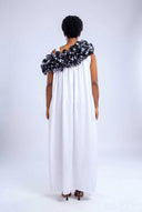 Amina Ruffled Kaftan — Pearl & Charcoal