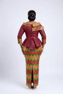 Chisom Peplum Set — Russet & Verdant Zigzag