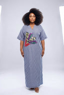 Ibiere Applique Kaftan — Sky Blue/Multi