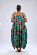 The Morayo Bubble Maxi Dress (Forest & Crimson Edition)
