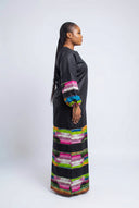 Aisha Geometric Kaftan — Cerulean & Slate
