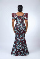 Isiuwa Sequined Mermaid Gown — Teal/Burgundy