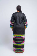 Aisha Geometric Kaftan — Cerulean & Slate