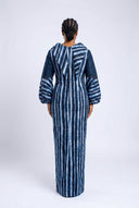 Bolanle Structured Cowl Maxi — Indigo/Sky Blue