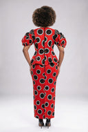 Akachi Peplum Maxi Set — Crimson/Ebony Ankara