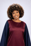 Paloma Color-Block Kaftan — Burgundy/Navy/White