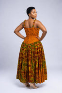 The Ibim Flare Midi Dress in Marigold & Earth