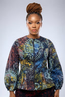 Fatima Peplum Trouser Set — Midnight Mosaic