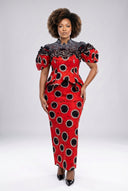 Akachi Peplum Maxi Set — Crimson/Ebony Ankara
