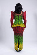 Itohan Sculptural Gown — Crimson/Meadow Gradient