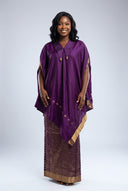 Sadiya Asymmetrical Cape Set — Royal Purple/Gold
