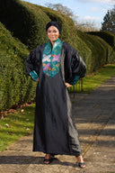 Oluwatoyin Beaded Maxi Boubou dress - Black/Teal