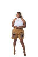Adun Cargo Pocket Shorts – Mustard Brown