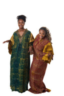 Oluwayemisi Butterfly Sleeve Dress - Gold/Green