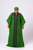Adeola Flared Sleeve Long Dress - Green