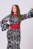 Dina Long Flared Dress With A Sparkle Lace Detail