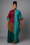 Ladidi Ankara Kente Maxi - green / burgundy