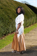 Ajibola Pleated Flowered Maxi Dress - Gold