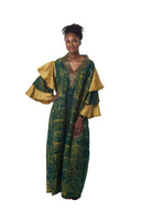 Oluwayemisi Butterfly Sleeve Dress - Gold/Green