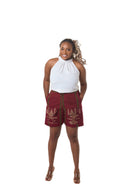 Adun Patterned Shorts – Wine Red