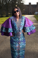 Oluwayemisi Butterfly Sleeve Dress - Blue/Purple