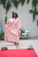 Imisioluwa Pink Short Sleeve Pleated Damask Boubou