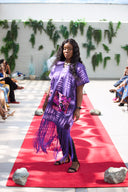 Olamide Tassel African Print Dress - Purple