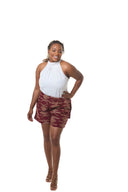 Morounkeji Wine Ankara Print Shorts