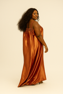 Kaltume Striped Dress - gold/red