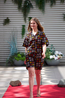 Adebimpe Short Sleeve Shirt and Matching Knicker Shorts - Brown