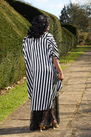 Ajibola Stripped Maxi Dress With Flower Laced Skirt