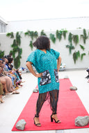 Olamide Tassel African Print Dress - Teal Green