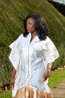 Ajibola Pleated Flowered Maxi Dress - Gold